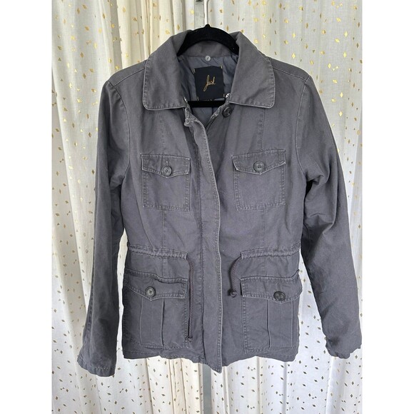 Jack By BB Dakota Cinch Waist Oversized Pockets Full Zip Cargo Utility Jacket L - Picture 1 of 8